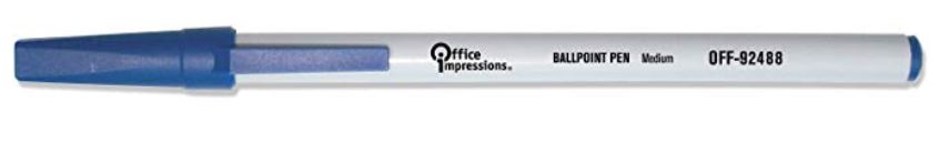 Office Impressions Economy Stick Ballpoint Pen, Blue Ink, 1 Mm, 144/Pack